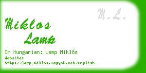 miklos lamp business card
